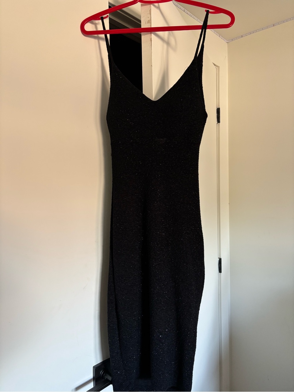 Revamped Black Sparkle Midi Slip Dress